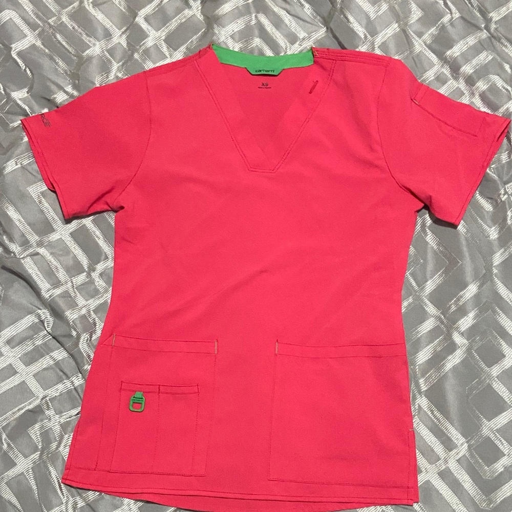 Carhartt Women's Pink and Green Short Sleeve Tee XS uniform